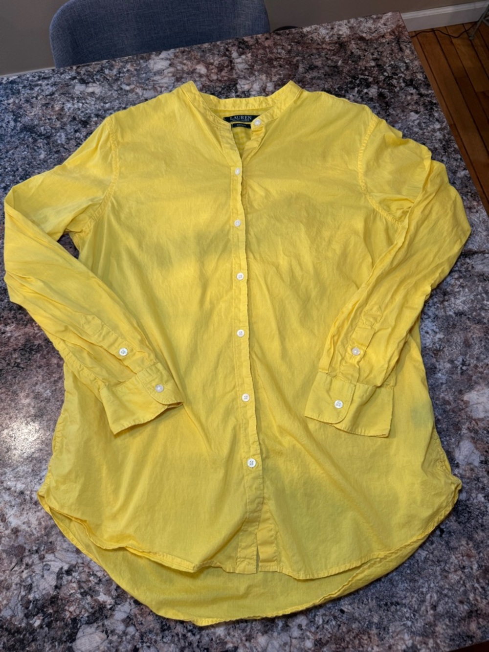 Ralph Lauren Yellow Button-Front Denim Top - Picture 3 of 6